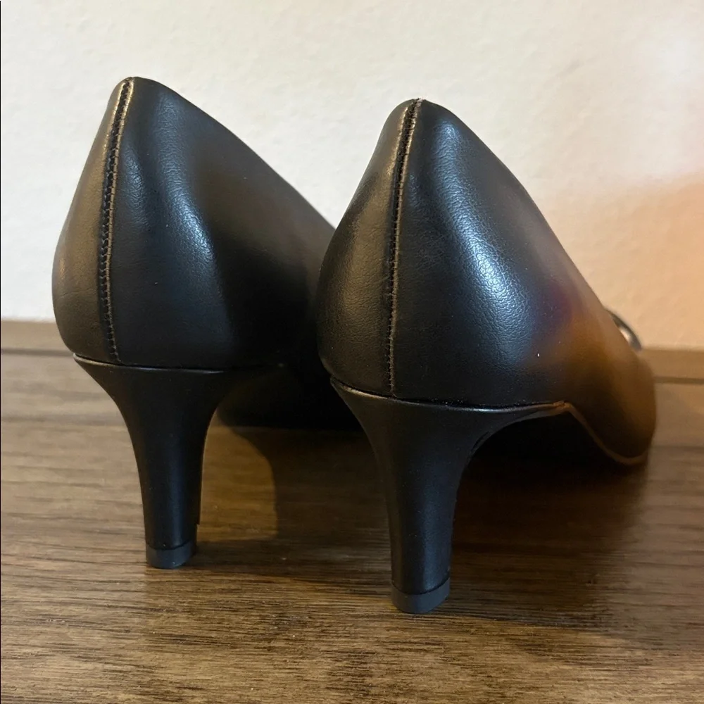 NIB [Easy Street] Pointe Pointed Toe Stiletto Wide Heel Pumps Black Women’s 8.5 - Picture 10 of 12